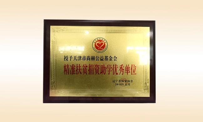 2018年1月-尚赫公益基金会荣获-精准扶贫捐资助学优秀单位奖牌